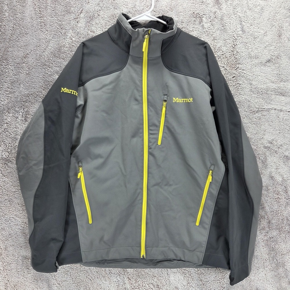 Marmot Jacket Mens Large Gray Softshell Full Zip Pockets Outdoor Ski Snowboard